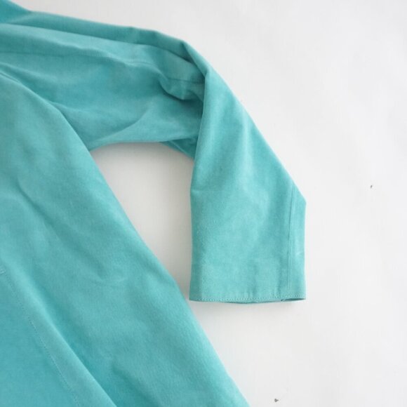 Vintage Denver Hayes Teal 100% Suede Leather Button Up Blazer Jacket 2Xl - Picture 12 of 13